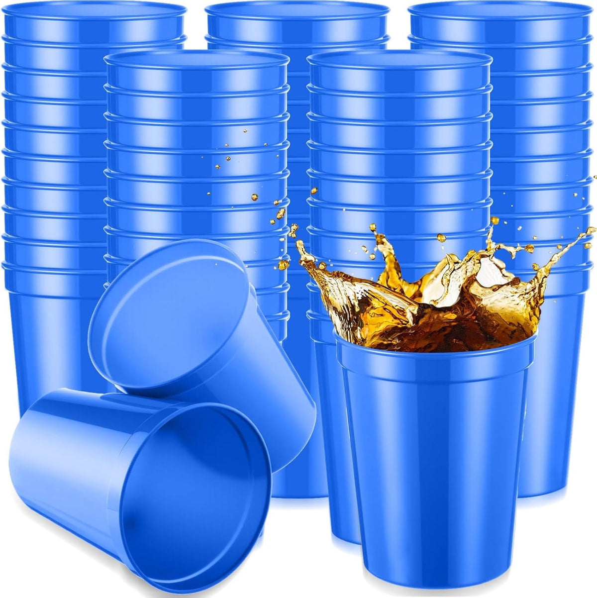 50 Pack 12oz Stadium Cups Reusable Plastic Cups Blank Drink Tumblers for Parties, Events, DIY Projects, 4.5 x 3.54 x 2.72 Inc
