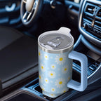 1pc daisy 40oz Tumbler with Straw & Handle - Insulated Stainless Steel Cup | Holiday Gift for Man Women (Christmas, Valentine