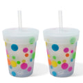 Silipint: Kids Straw Tumblers 8oz: 4 Pack - Polka Dots - Silicone Unbreakable Cups w/ No Leak Lids, Hot & Cold, Dishwasher-Mi
