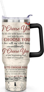 40 Oz Couples Tumbler with Handle and Straw, Anniversary Couple Insulated Couples Mugs, Couples Engagement Gift Cup for Coupl
