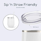 Maars Bev Stainless Steel Stemless Wine Glass Tumbler with Lid, Vacuum Insulated 12 oz Cup | Spill Proof, Travel Friendly, Fu