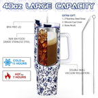 40oz Tumbler with Handle, Stainless Steel Insulated Travel Tumbler with Lid and Straw, Double Wall Vacuum Insulated Tumbler M