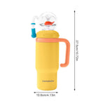 Stainless Steel Whale Fountain Tumbler, 24oz Insulated Whale Water Bottle with Handle， Two Lids, Spill-Proof, Dishwasher Safe