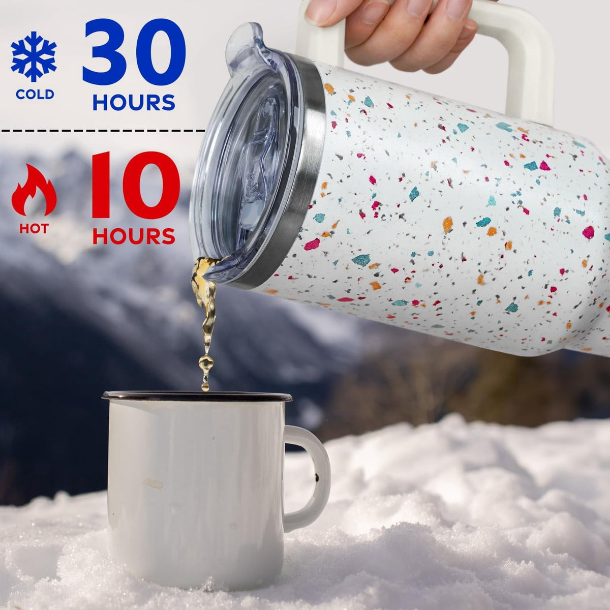 40oz Tumbler with Handle and Straw Lid | Vacuum Insulated Leak Proof Tumbler | Stainless Steel Travel Mug Water Bottle Cup Ke