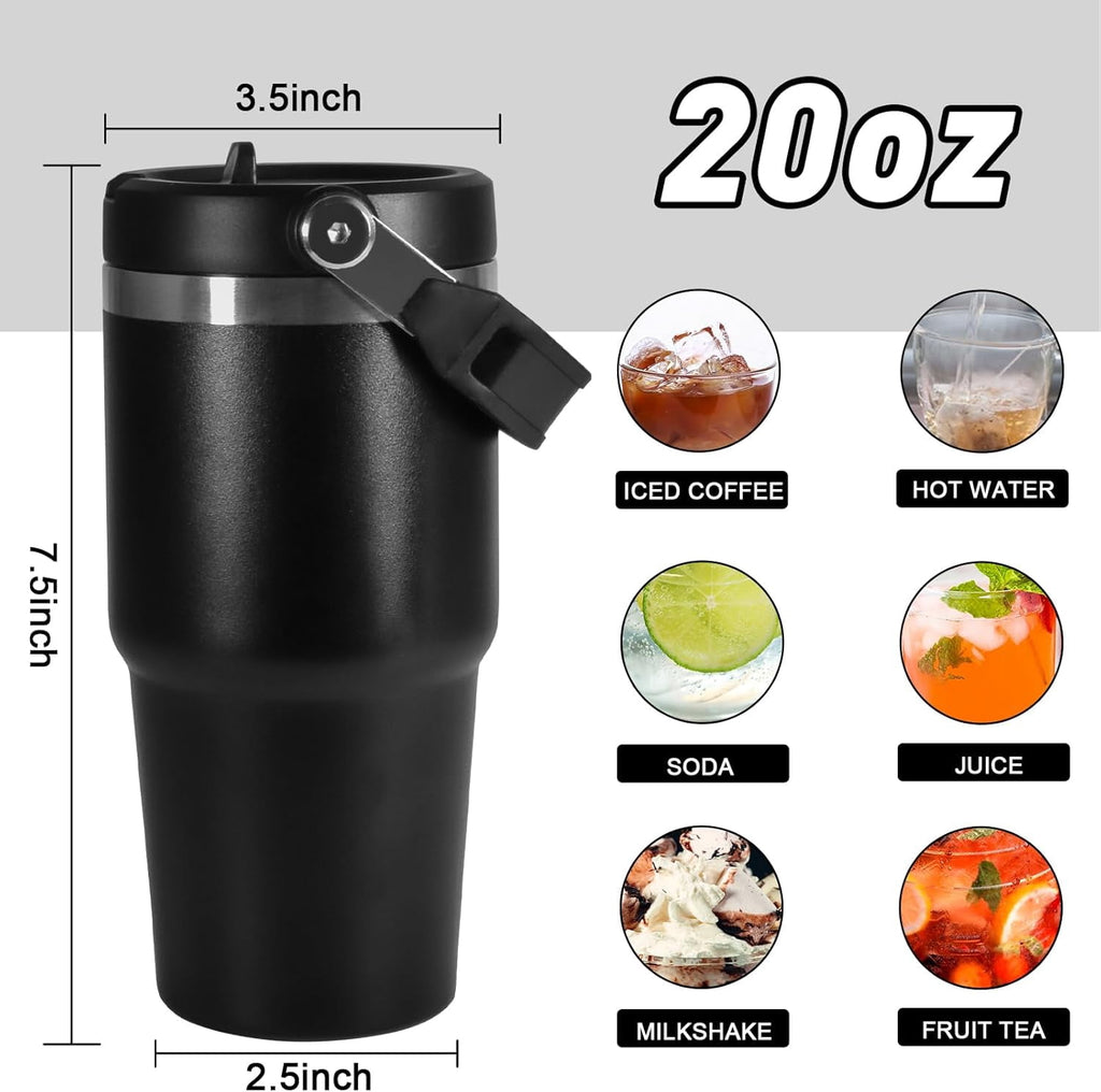 WarmH 20 oz Tumbler with Handle,Insulated Tumbler with Lid and Flip Straw Leak Proof Double Wall Stainless Steel Vacuum Trave