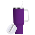 Ryvnso 40 oz Tumbler with Handle and Straw Insulated Stainless Steel Travel Mug with Lid Purple Solid Color