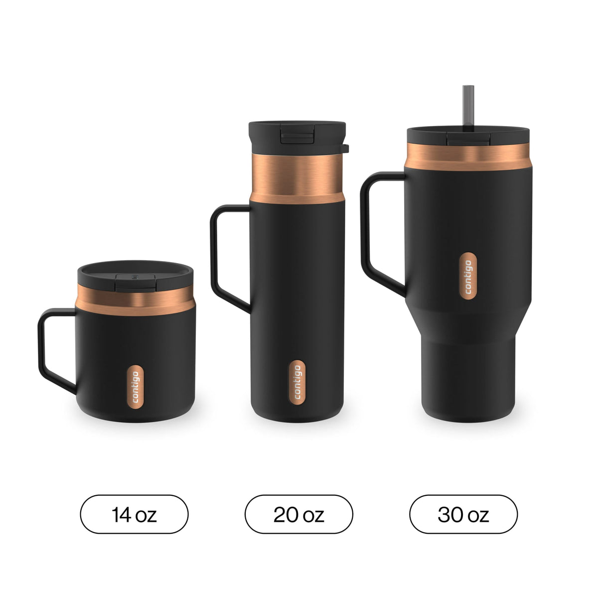 Contigo 30 oz Stainless Steel Water Bottle Tumbler with Straw – Leak-Proof Insulated Travel Mug, Reusable Water Bottle, Side 