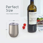 Maars Bev Stainless Steel Stemless Wine Glass Tumbler with Lid, Vacuum Insulated 12 oz Cup | Spill Proof, Travel Friendly, Fu