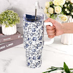 40oz Tumbler with Handle, Stainless Steel Insulated Travel Tumbler with Lid and Straw, Double Wall Vacuum Insulated Tumbler M