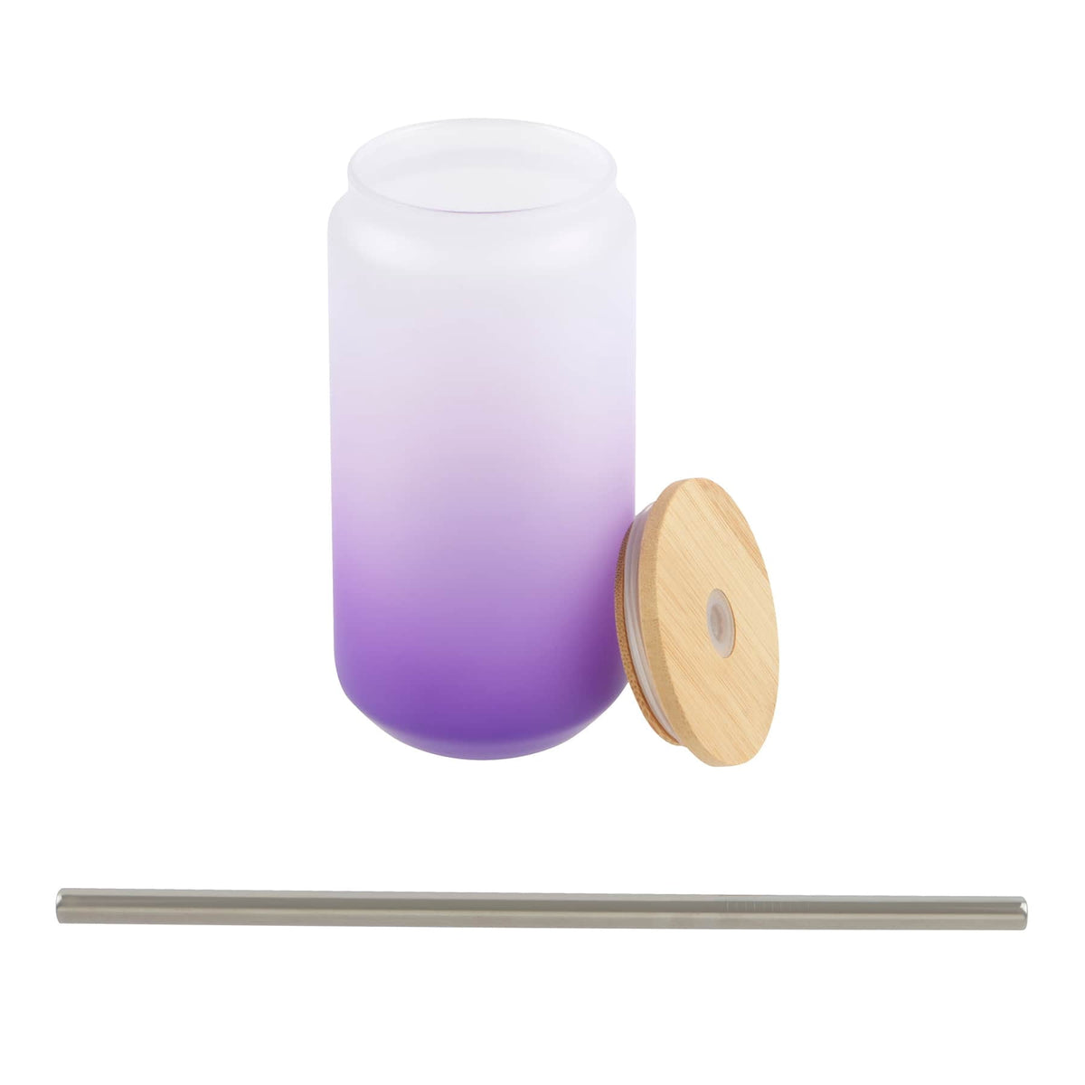 Purple Frosted Glass Sublimation Tumbler by Make Market â€“ 18oz Drinkware with Bamboo Lid & Metal Straw - Designed for Custo