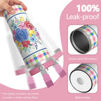 30oz Pioneer Colorful Floral Stainless Steel Flip Straw Tumbler with Lid and Straw Spill Proof Travel Cup Double Wall Vacuum 