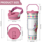 30oz Pioneer Colorful Floral Stainless Steel Flip Straw Tumbler with Lid and Straw Spill Proof Travel Cup Double Wall Vacuum 