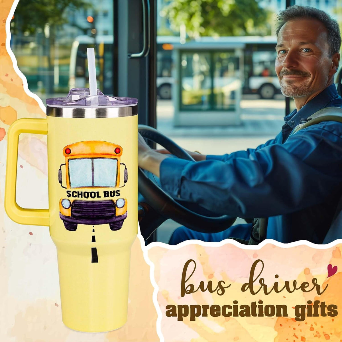 Christmas Gifts for Bus Drivers, School Bus Driver Tumbler 40 OZ, School Bus Driver Gifts, Bus Driver Appreciation Gifts, Bac