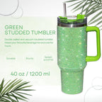 STP GOODS Stainless Steel Rhinestone Insulated Tumbler with Handle Lid and Straw 40 fl oz (1200 ml) Double-Wall Travel Mug, L