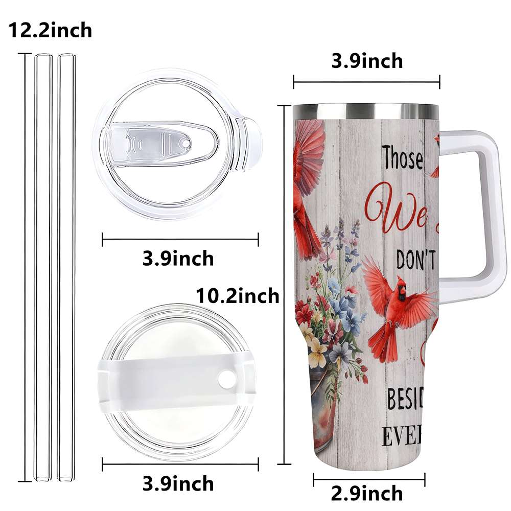 Cardinal Insulated Tumbler with Lid and Straw, Stainless Steel Travel Mug with Handle, Floral Rustic Cardinal Cup, Double Wal