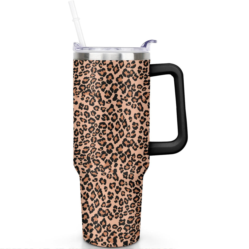 40oz Fashion Leopard Pattern Stainless Steel Flip Straw Tumbler Spill Proof Travel Cup Double Wall Vacuum Insulated Coffee Mu