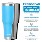 Ezprogear 30 oz 2 Pack Stainless Steel Tumbler Double Wall Travel Cup Vacuum Insulated Coffee Mug with Handle & Straws (Mango
