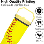 Softball Lover Gift 30 oz Flip Straw Tumbler with Top Handle Softball Pattern BPA-Free Leak Proof Stainless Steel Insulated V