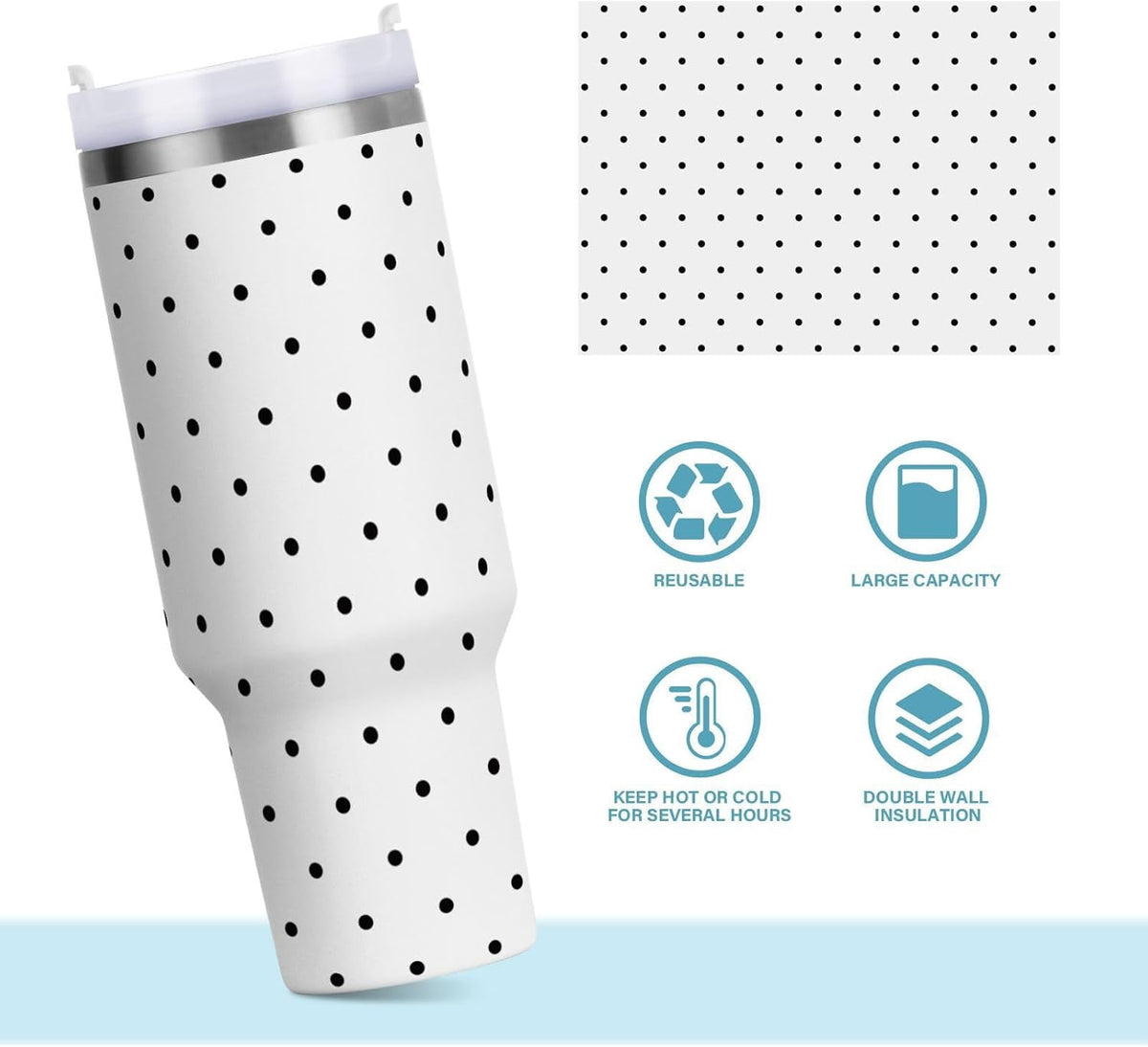 40 oz Tumbler with Handle Lid and Straw Insulated Water Tumbler Stainless Steel Water Cup Mug Bottle Reusable Cup Holder Frie