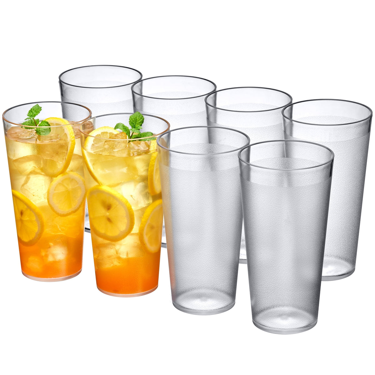 Amazing Abby - Cafely - 24-Ounce Plastic Tumblers (Set of 8), Plastic Drinking Glasses, Restaurant-Style Tumblers, Commercial