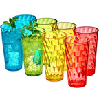 Amazing Abby - Glacier - 18-Ounce Plastic Tumblers (Set of 8), Plastic Drinking Glasses, Mixed-Color Reusable Plastic Cups, S