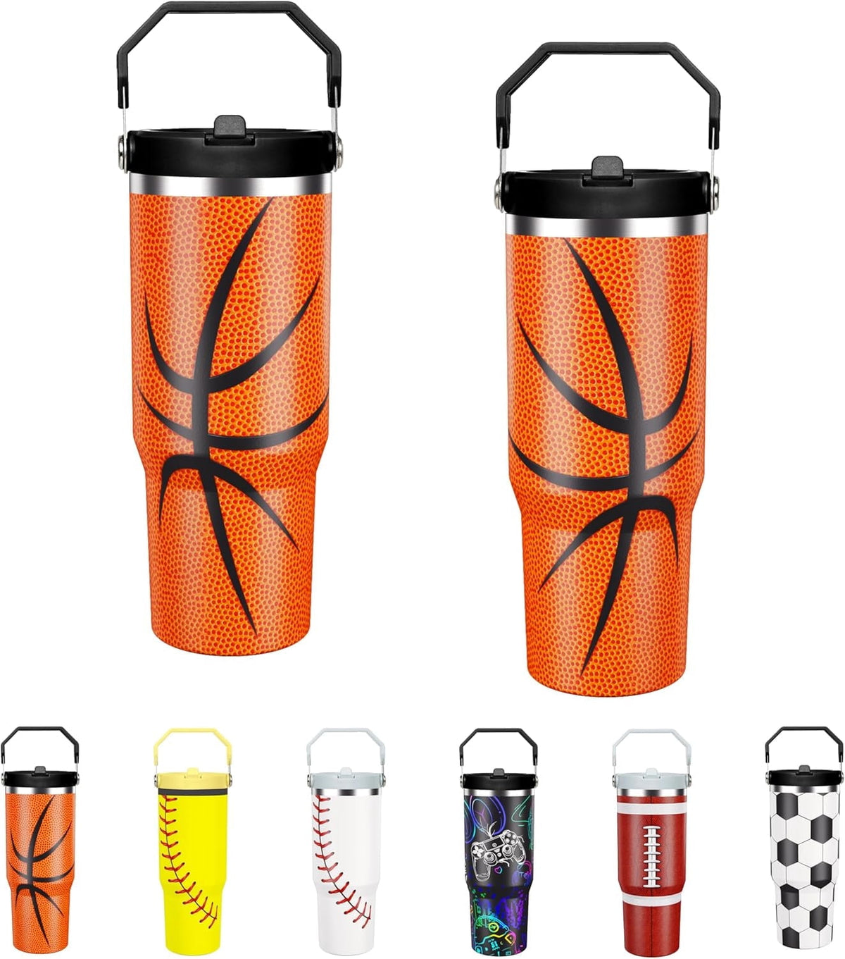 Football Lover Gift 30 oz Flip Straw Tumbler with Top Handle