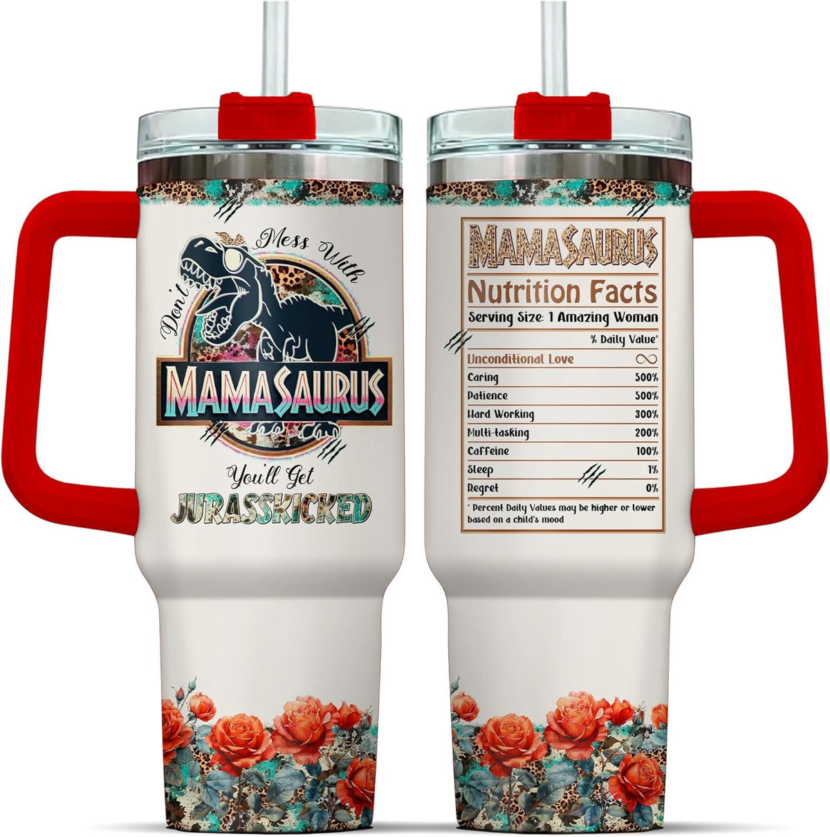 Tumbler 40 Oz With Handle Lid And Straw, Grandmasaurus Nutrition Facts