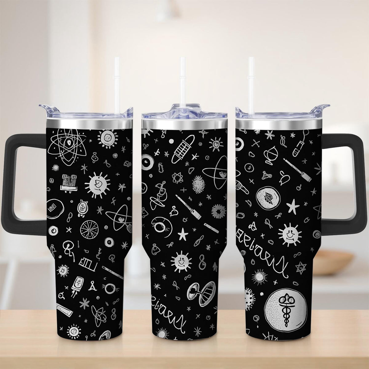 Premium Black Space Science Stainless Steel Tumbler, 30oz