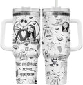 Christmas Gifts for Movie Lovers, Jack 40 oz Stainless Steel Tumbler with Handle, Lid, and Straw, Nightmare Cup, Christmas Mu