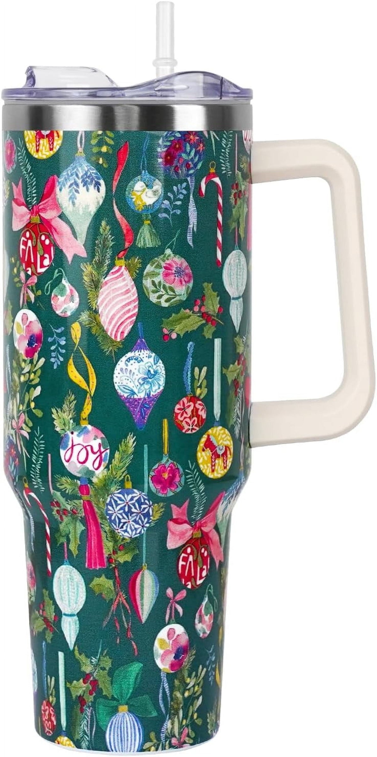 Christmas Tumbler with Handle and Straw Lid 40 oz,Cute Christmas Gifts