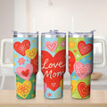 Colorful Heart Love Mom Stainless Steel Tumbler, 30oz