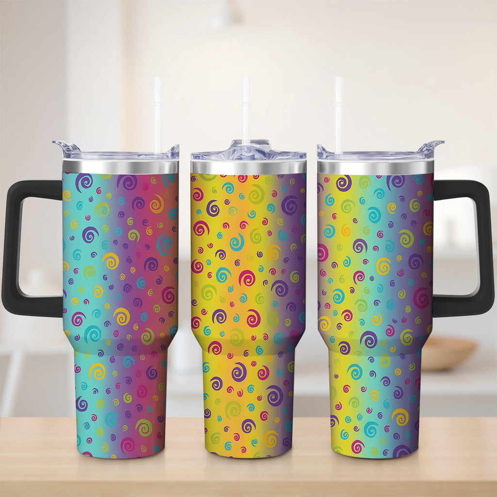Premium Colorful Spiral Gradient Stainless Steel Tumbler, 30oz
