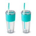 Copco 20 oz Lock-n-Roll Double Wall Travel Mug – 2-Pack Insulated Coffee Tumblers with Spill-Resistant Locking Lids for Hot &
