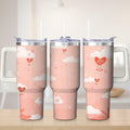 Cute Cloud and Heart Design Stainless Steel Tumbler, 30oz