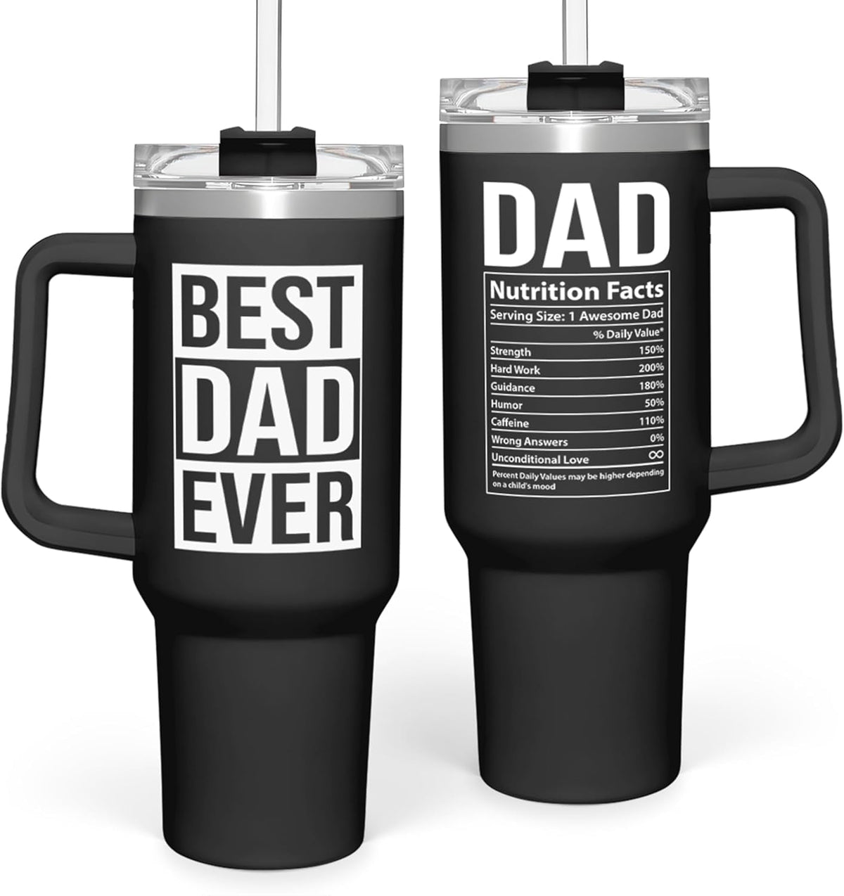 Best Dad Ever Tumbler with Handle 40oz Stainless Steel Insulated