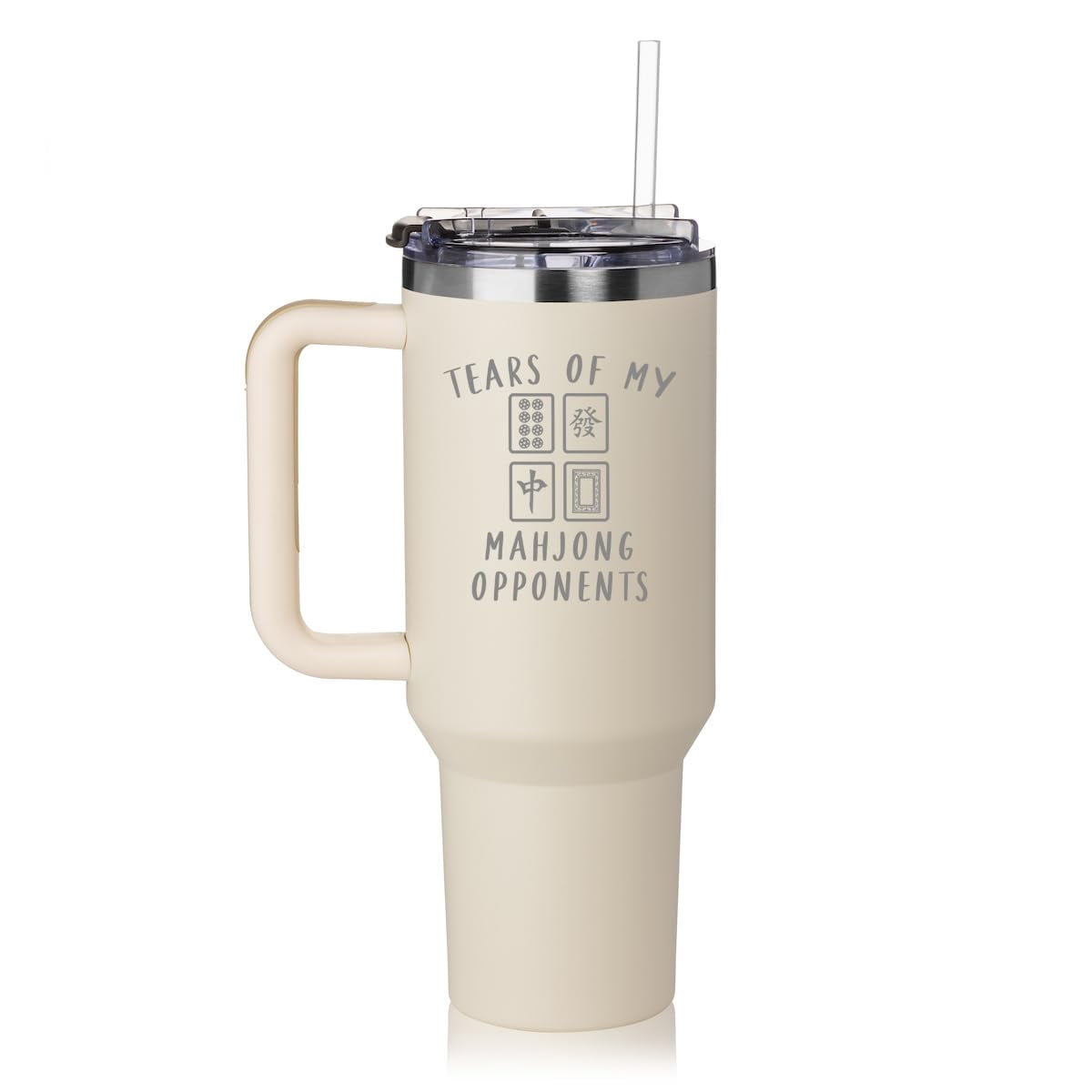 Daylor 40 oz Tumbler with Handle and Straw Lid Stainless Steel Insulated Travel Mug Cup Tears Of My Mahjong Opponents Funny (