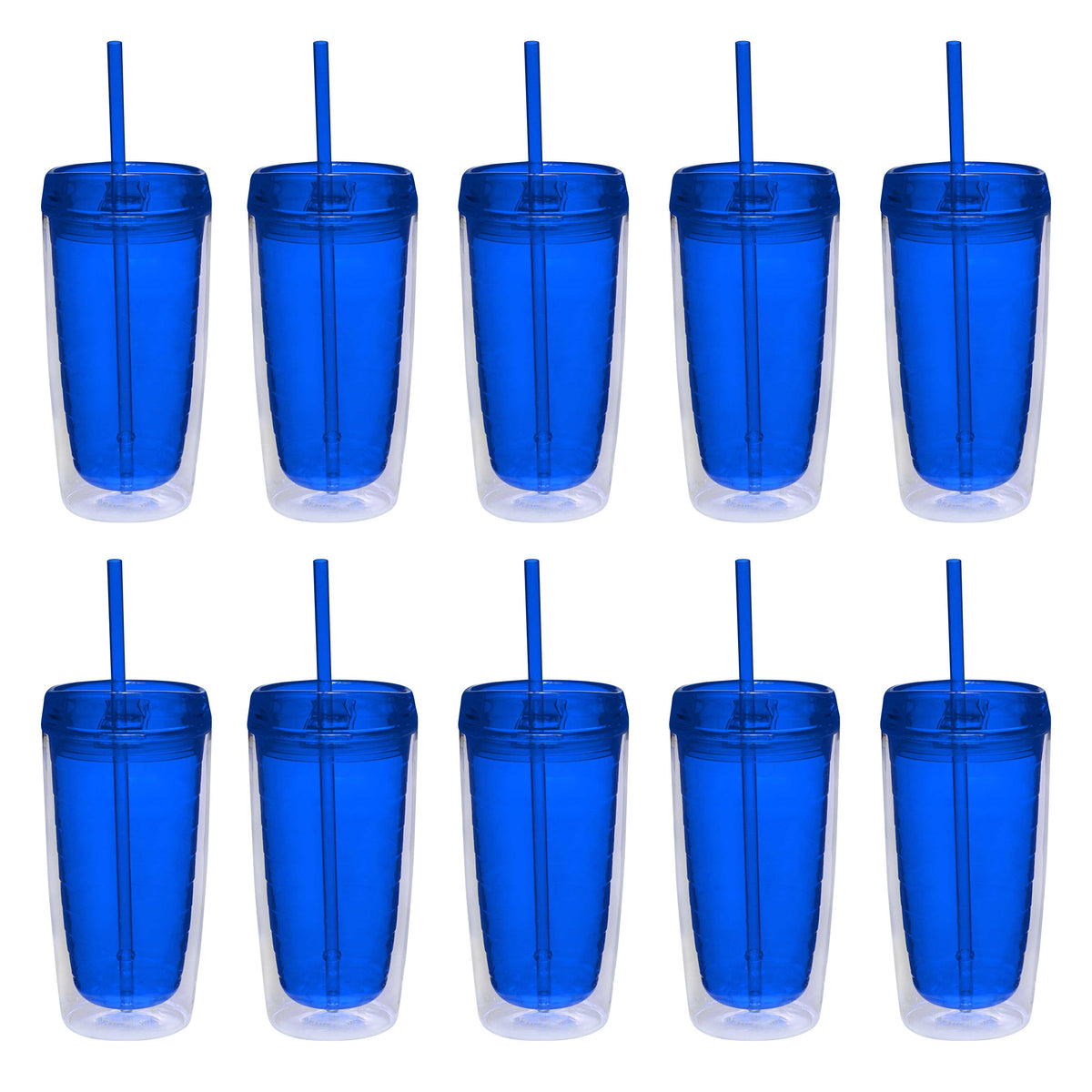 Double Wall Acrylic Tumblers 16 oz. Set of 10, Bulk Pack - BPA Free, Perfect for Iced Coffee, Soda, Other Hot & Cold Beverage