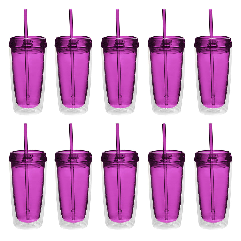 Double Wall Acrylic Tumblers 16 oz. Set of 10, Bulk Pack