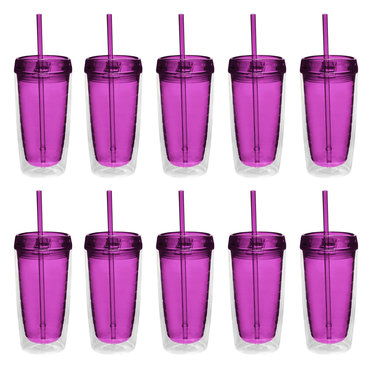 Double Wall Acrylic Tumblers 16 oz. Set of 10, Bulk Pack