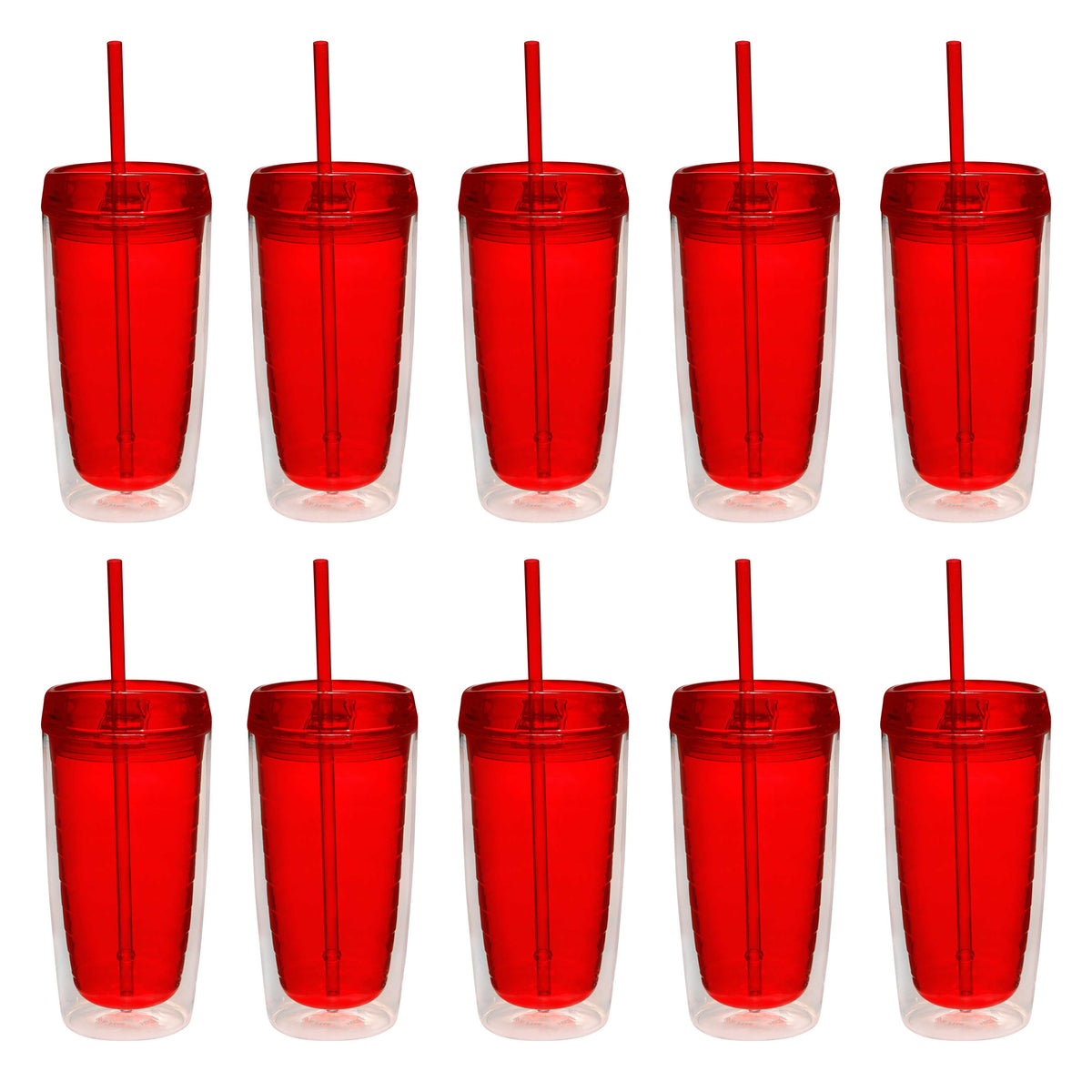 Double Wall Acrylic Tumblers 16 oz. Set of 10, Bulk Pack