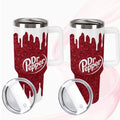 Dr Pepper Tumbler, 40oz With Handle Tumbler, Paint Drip Design, Christmas Gift, 40oz Stainless Steel Tumbler, Glitter Design,