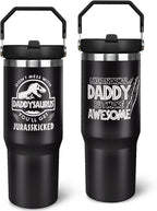 Father''s Day Gifts for Dad 30oz Tumbler with Handle and Straw Vacuum Insulated Water Bottle Stainless Steel, Leak Proof Trav