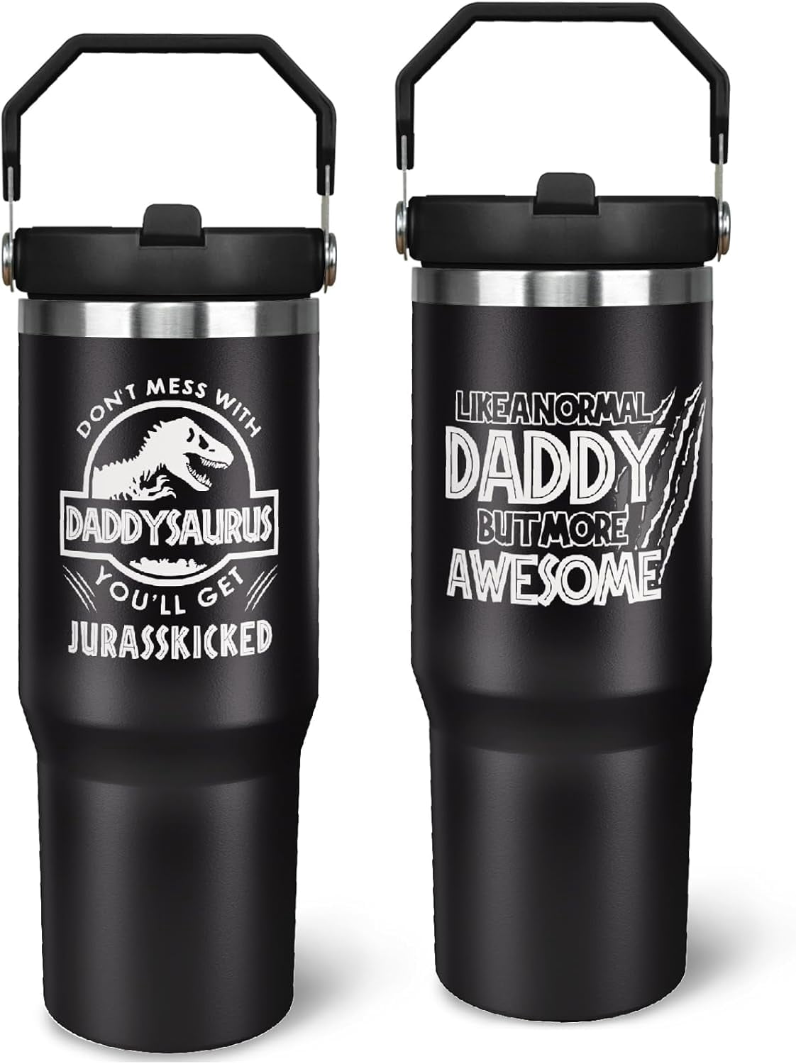 Father''s Day Gifts for Dad 30oz Tumbler with Handle and Straw Vacuum Insulated Water Bottle Stainless Steel, Leak Proof Trav