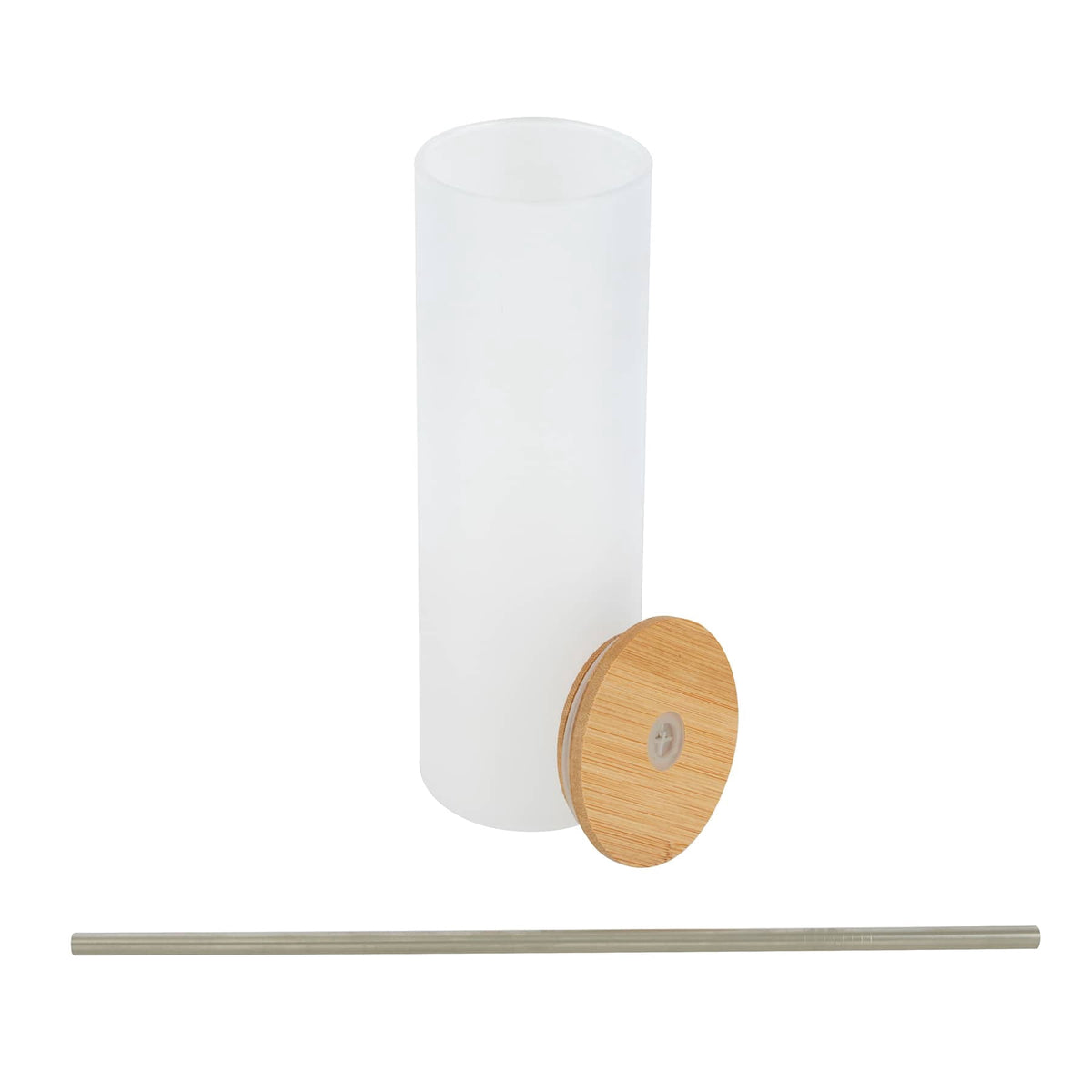 Frosted Skinny Glass Sublimation Tumbler by Make Market â€“ 20oz Drinkware with Bamboo Lid & Metal Straw - Tall Slim Design f