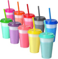 Torubia Color Changing Cups with Straws & Lids: 12oz Kids Cold Water Drinking Cups 10 Pcs Reusable Plastic Tumbler Bulk(Chris