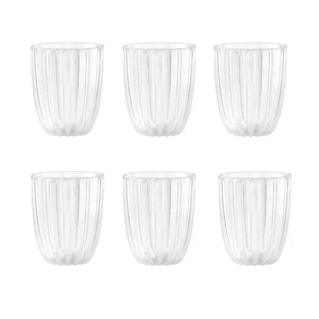 GUZZINI Dolcevita 12oz Low Tumblers (Set of 6) Mother of Pearl - 100% Recycled Plastic - Unbreakable, Reusable, BPA-Free, Ice