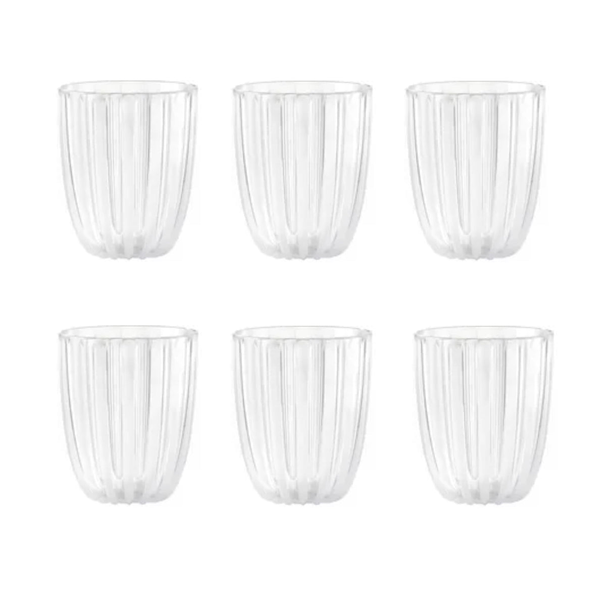 GUZZINI Dolcevita 12oz Low Tumblers (Set of 6) Mother of Pearl - 100% Recycled Plastic - Unbreakable, Reusable, BPA-Free, Ice