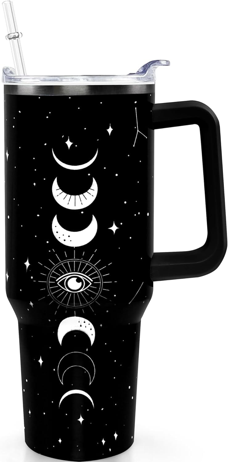 40oz Goth Gothic Tumbler with Handle and Straw, Stainless Steel Vacuum