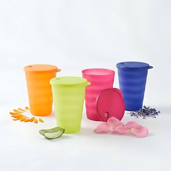 Tupperware 16 oz Plastic Tumbler Set with Lids, Assorted Colors Set