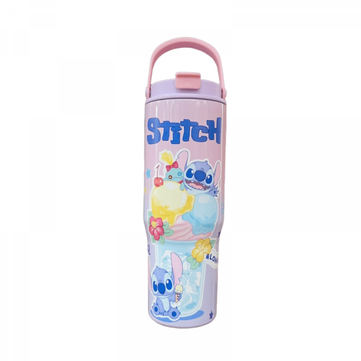 ZOOUSQII 30oz Cartoon Stitch Portable Thermos Cup - Stainless Steel Vacuum Insulated Thermal Mug, Coffee Tumbler for Sports, 